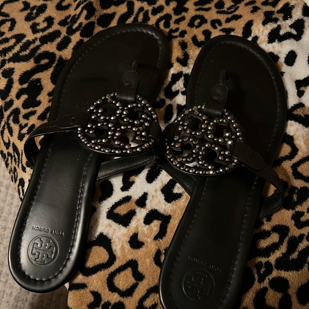 Preowned Tory Burch jewled Miller Sandals size 9.5